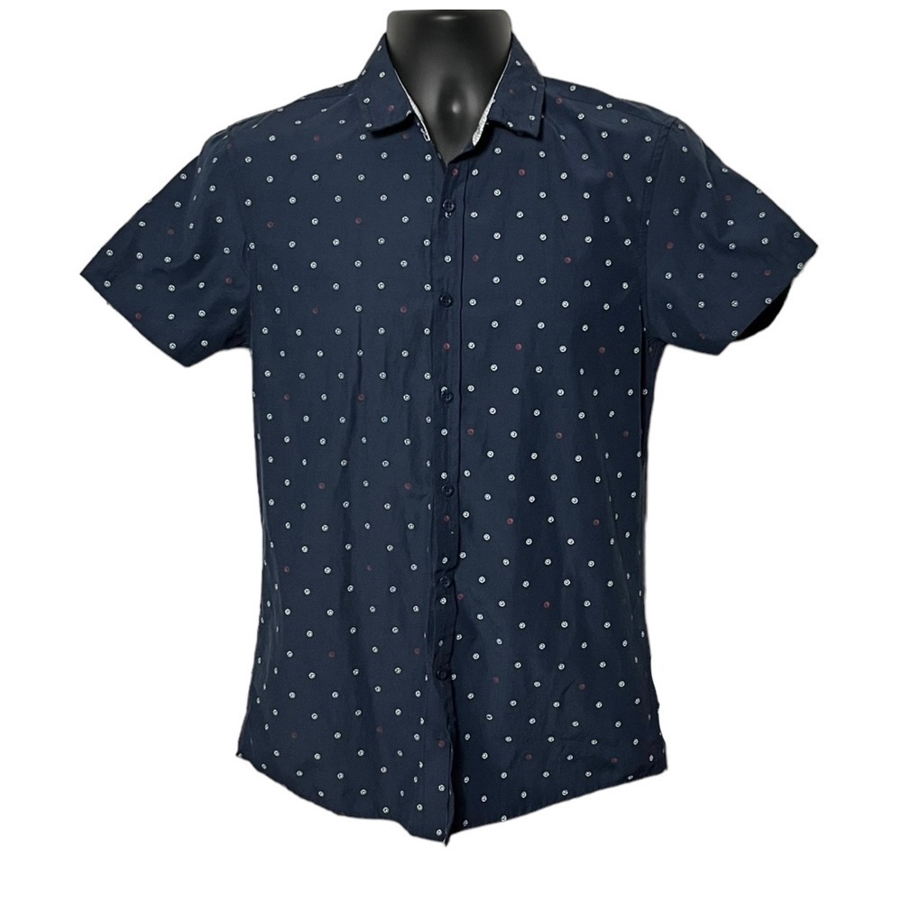 Swiss Cross Fitted Button Down Shirt Size Small Navy
